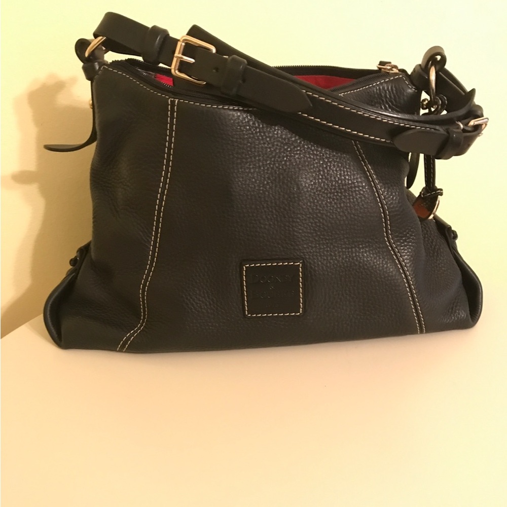 Dooney & Bourke Black Leather Shoulder Bag with Adjustable Strap